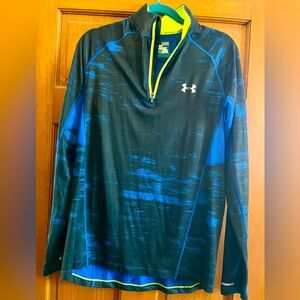Men’s under armour 3/4 zip pullover, size M, blue/black, thumbholes